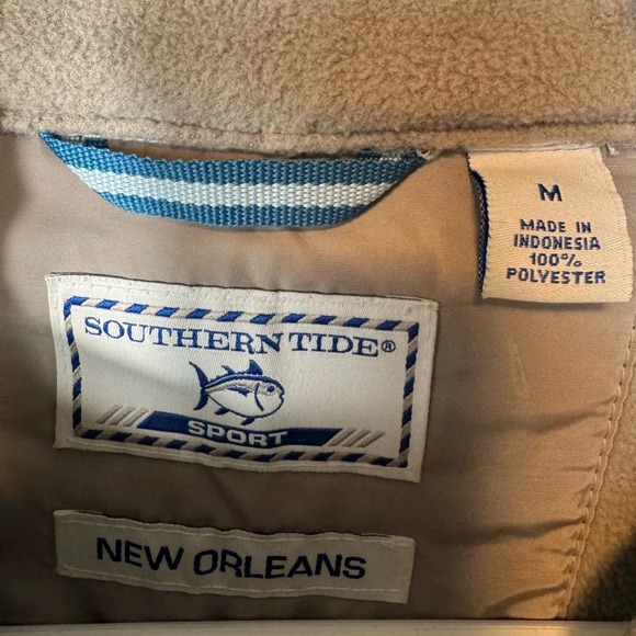 Southern Tide Sport New Orleans Men’s Blue Fleece Vest Zipper Pockets Medium - Picture 4 of 9